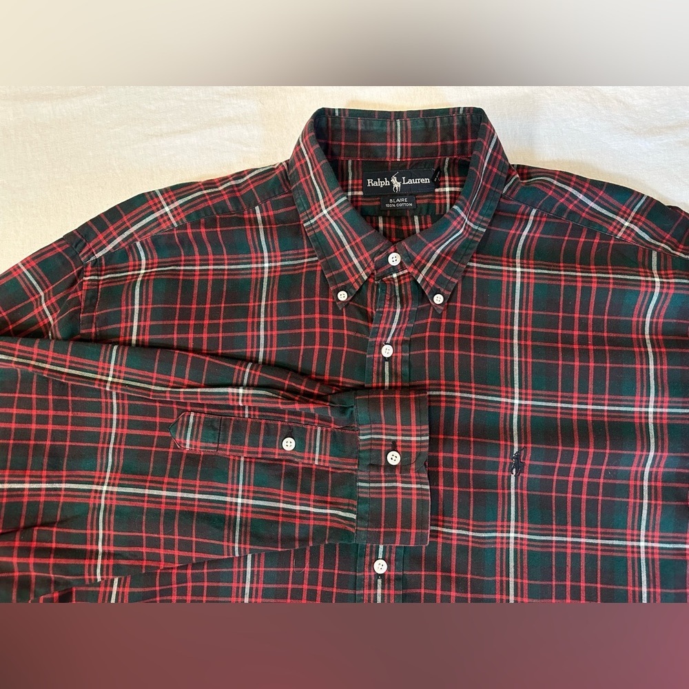 Polo Ralph Lauren Blake Blue Gray Plaid Shirt Long Sleeve Button Pony Mens XL